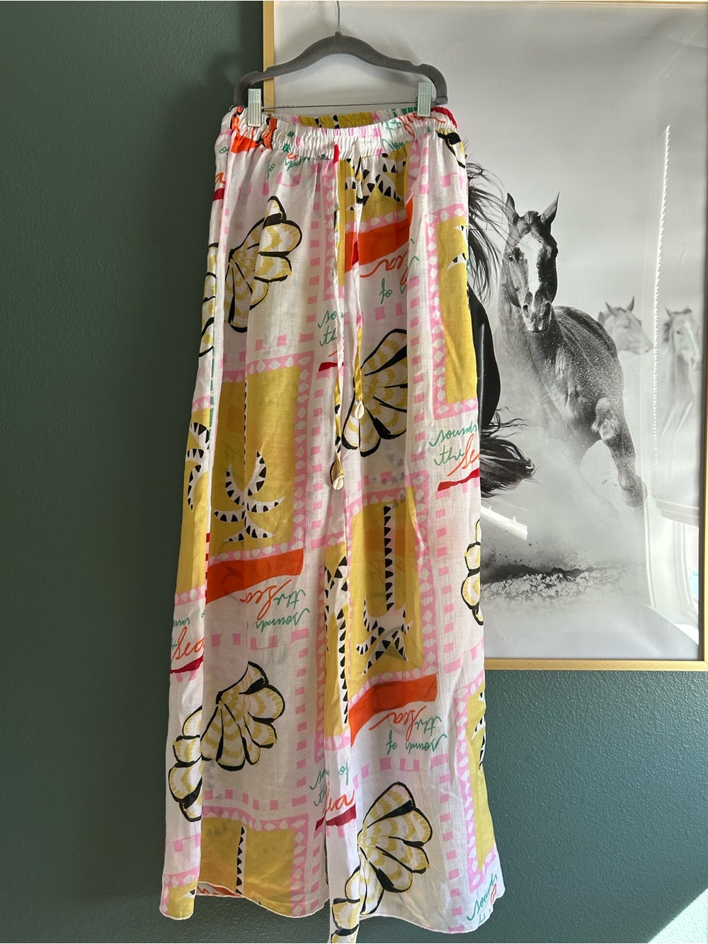 Boutique  Beach Print Wide Leg Pants